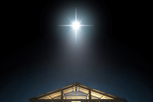 Bethlehem Star above a barn to represent Christmas Song Go Tell it on the Mountain Story by Love to Sing