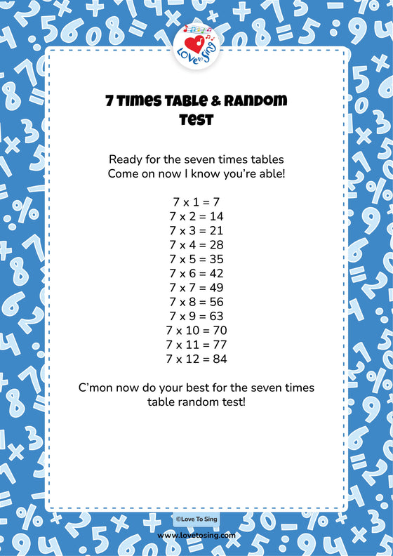 7 Times Table & Random Test