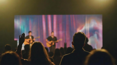 Community singing together at a live music event