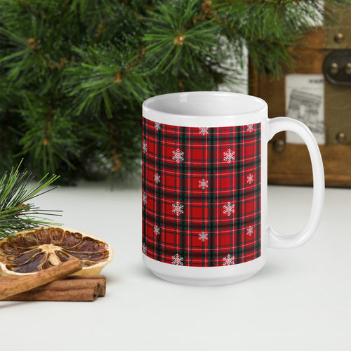 Christmas Tartan White Glossy Mug