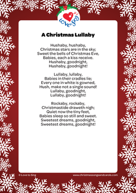 Christmas song - A Christmas Lullaby Lyrics Printable PDF Download | Love to Sing