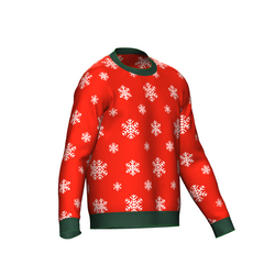 Women's Christmas Snowflake Sweater Green Trim