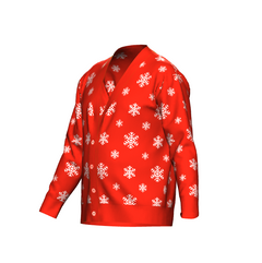 Women's Christmas Snowflake Knitted Cardigan Red Trim