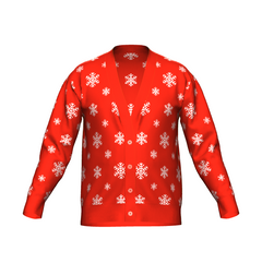 Women's Christmas Snowflake Knitted Cardigan Red Trim