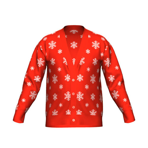 Women's Christmas Snowflake Knitted Cardigan Red Trim