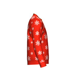Men's Christmas Snowflake Sweater Red Trim