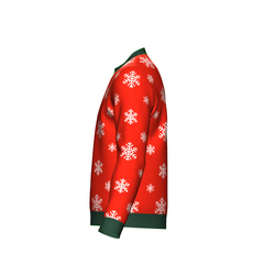 Women's Christmas Snowflake Sweater Green Trim