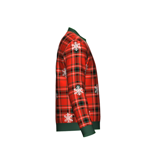 Women's Christmas Tartan Knitted Sweater Green Trim