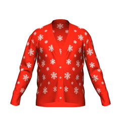 Men's Christmas Snowflake Cardigan Red Trim