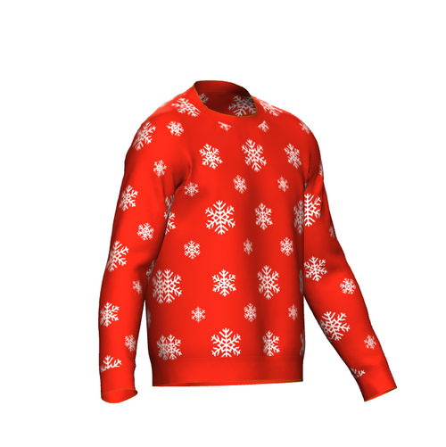 Men's Christmas Snowflake Sweater Red Trim
