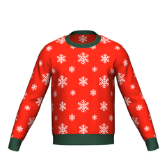 Women's Christmas Snowflake Sweater Green Trim