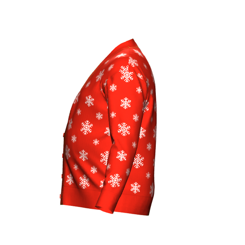 Men's Christmas Snowflake Cardigan Red Trim