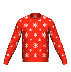 Men's Christmas Snowflake Sweater Red Trim