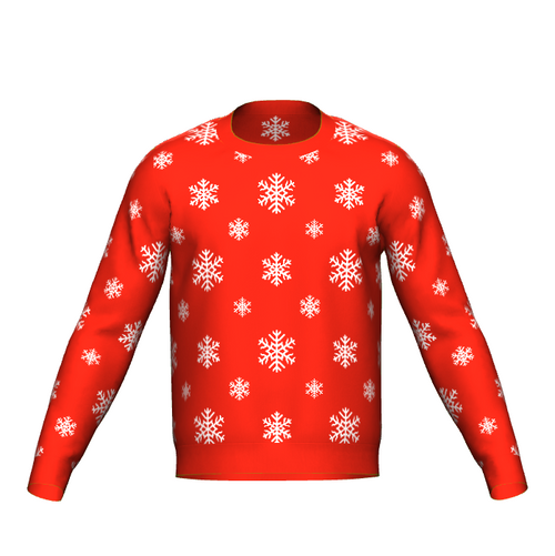 Men's Christmas Snowflake Sweater Red Trim