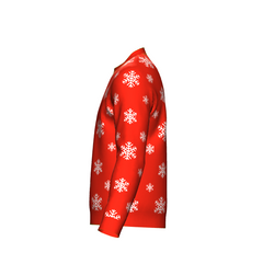Men's Christmas Snowflake Sweater Red Trim