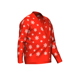 Men's Christmas Snowflake Cardigan Red Trim