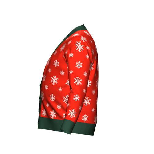 Men's Christmas Snowflake Knitted Cardigan Green Trim