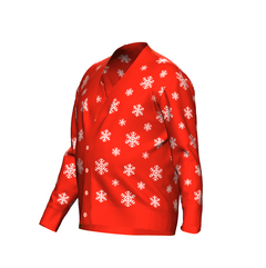 Men's Christmas Snowflake Cardigan Red Trim