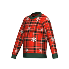 Men's Christmas Tartan Knitted Sweater Green Trim