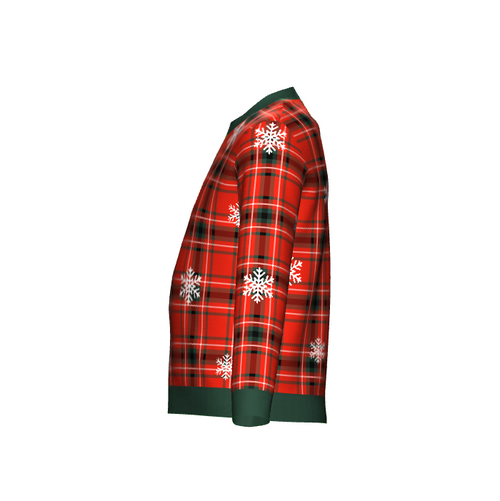 Men's Christmas Tartan Knitted Sweater Green Trim
