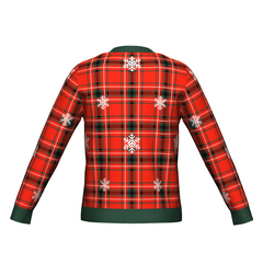 Men's Christmas Tartan Knitted Sweater Green Trim