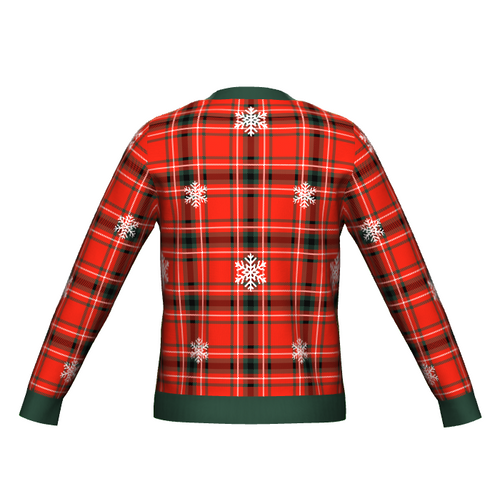 Men's Christmas Tartan Knitted Sweater Green Trim