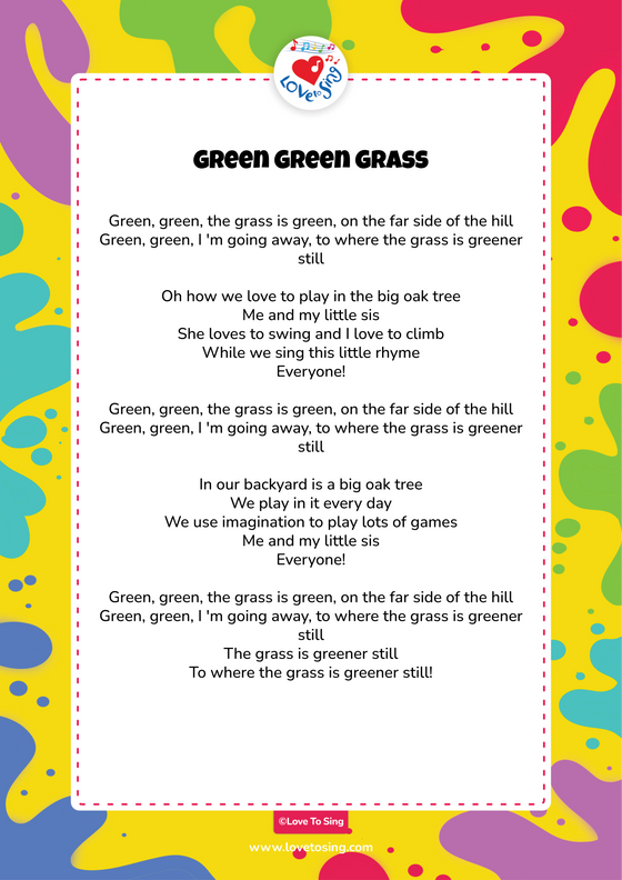 Kids Color Song A Frog Went Walking Lyrics |Love to Sing