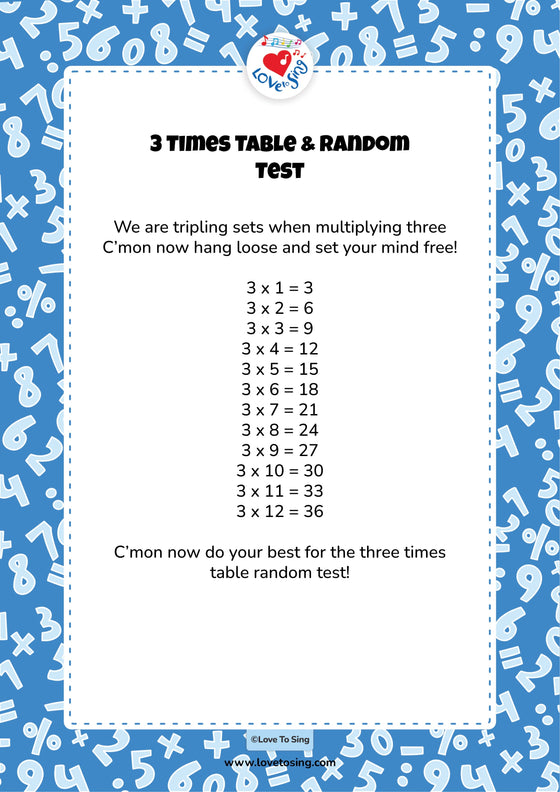 3 Times Table & Random Test