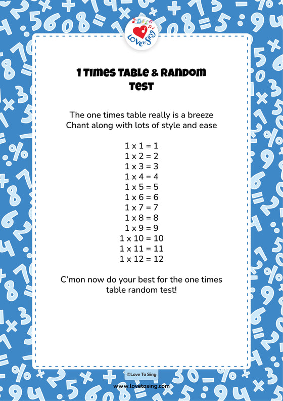 1 Times Table & Random Test