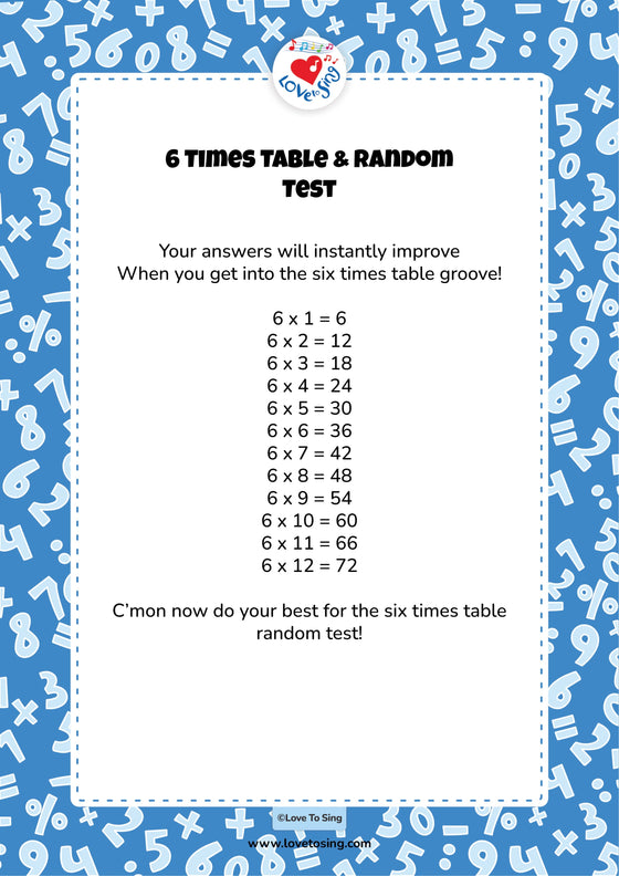 6 Times Table & Random Test