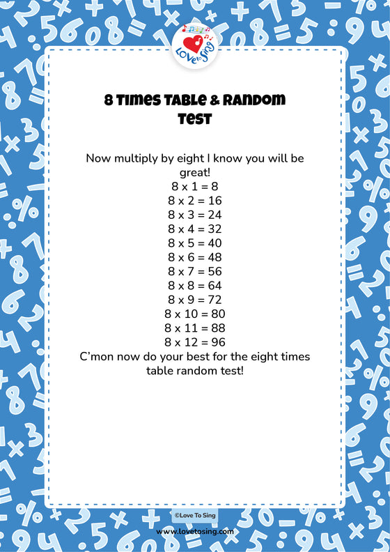 8 Times Table & Random Test
