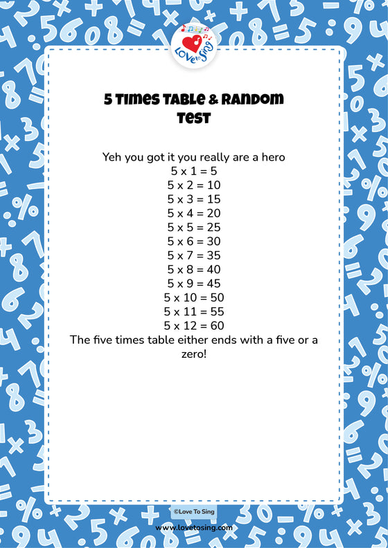 5 Times Table & Random Test