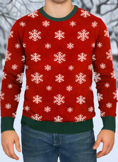 Love to Sing Christmas Snowflake Knitted Sweater with Green Trim