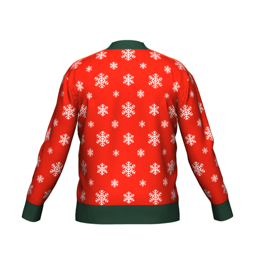 Men's Christmas Snowflake Knitted Cardigan Green Trim