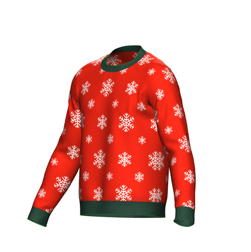 Women's Christmas Snowflake Sweater Green Trim