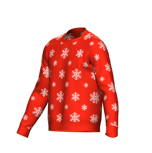 Men's Christmas Snowflake Sweater Red Trim