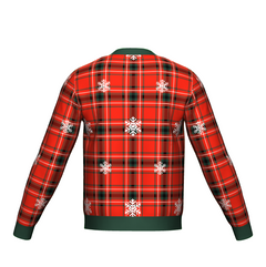 Women's Christmas Tartan Knitted Sweater Green Trim