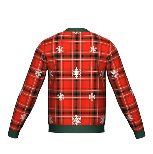 Women's Christmas Tartan Knitted Sweater Green Trim