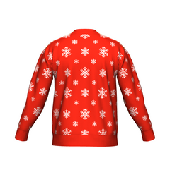 Women's Christmas Snowflake Knitted Cardigan Red Trim