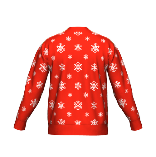 Women's Christmas Snowflake Knitted Cardigan Red Trim