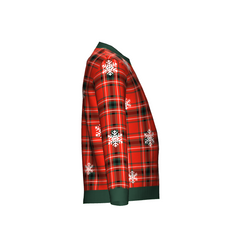 Men's Christmas Tartan Knitted Sweater Green Trim