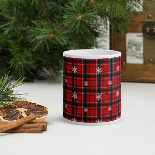 Christmas Tartan White Glossy Mug
