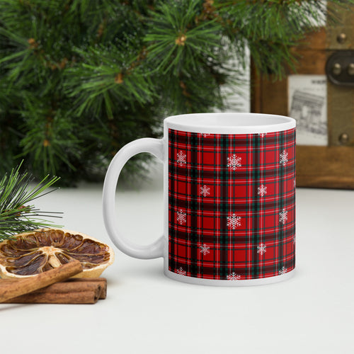 Christmas Tartan White Glossy Mug