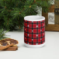 Christmas Tartan White Glossy Mug