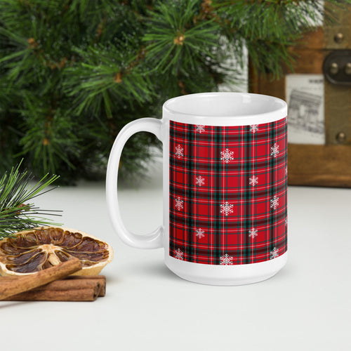 Christmas Tartan White Glossy Mug
