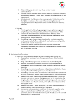 All in One Church Copyright and Livestream Licence Page 2 | Love to Sing