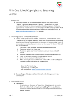 All in One School Copyright and Livestream Licence Page 1 | Love to Sing
