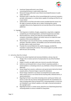 All in One School Copyright and Livestream Licence Page 2 | Love to Sing