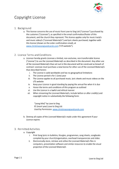 Church Copyright Licence Page 1 | Love to Sing