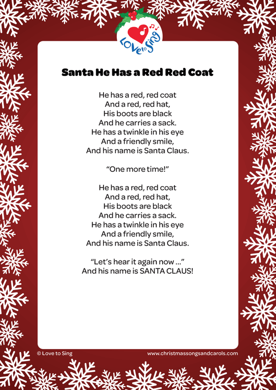 Santa He Has a Red Red Coat Instrumental Love to Sing